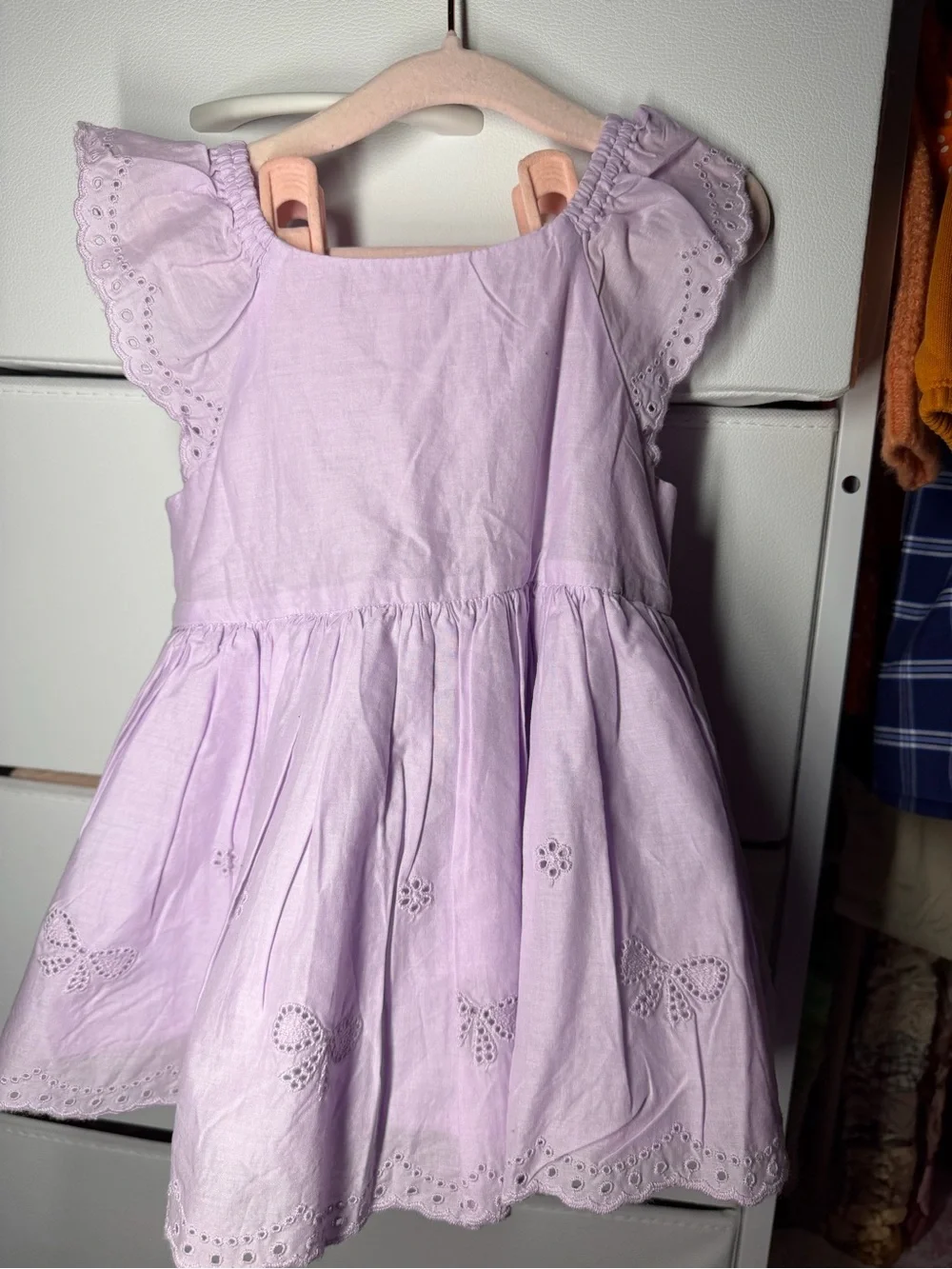 GAP Lilac Eyelet Flutter-Sleeve Dress
